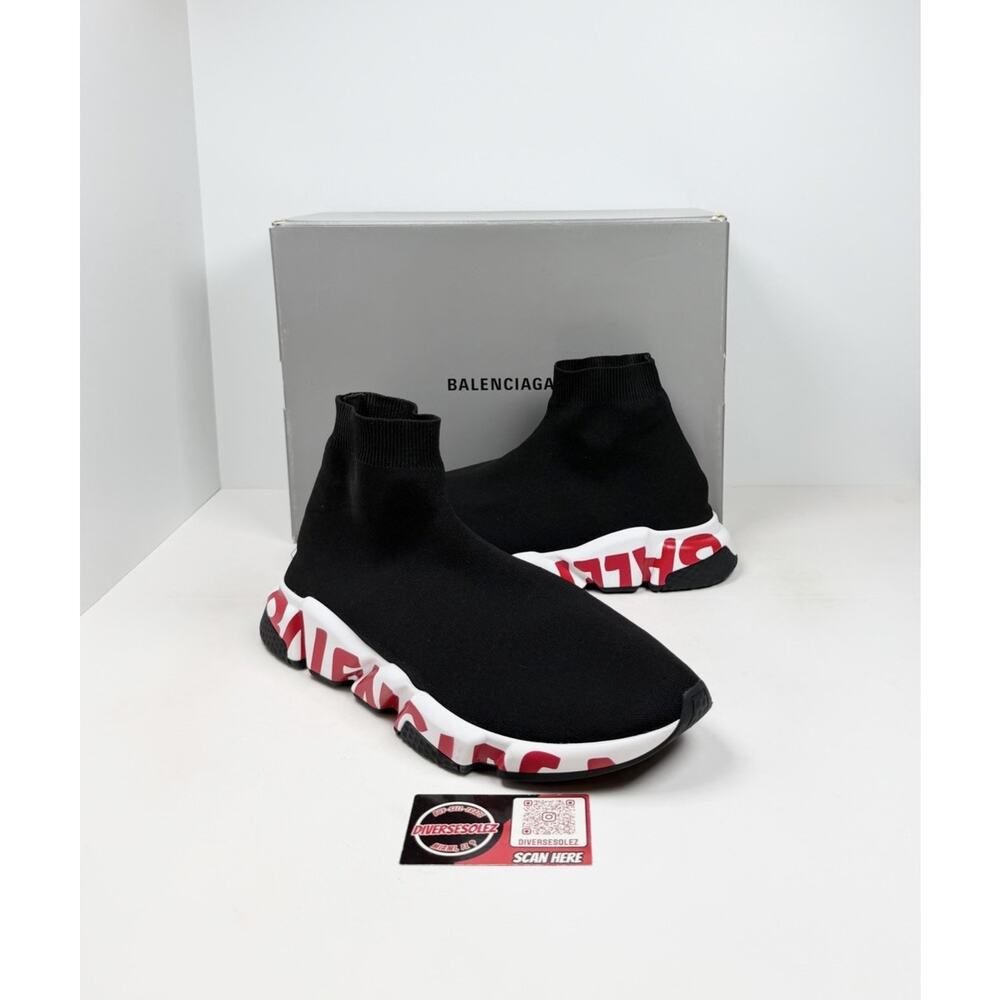 Size 46EU/13US - Balenciaga Speed Trainers Black Red Graffiti❤️ WORN 1X!